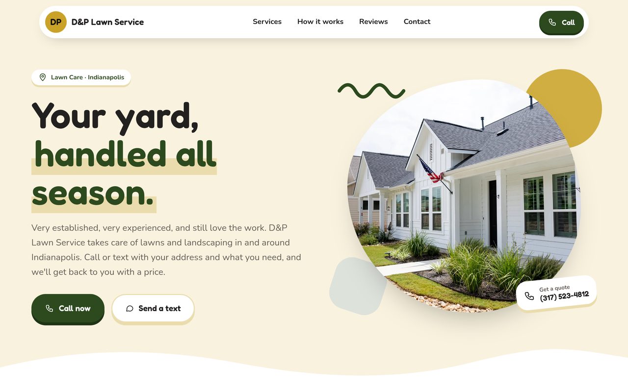 D&P Lawn Service free preview site on a laptop