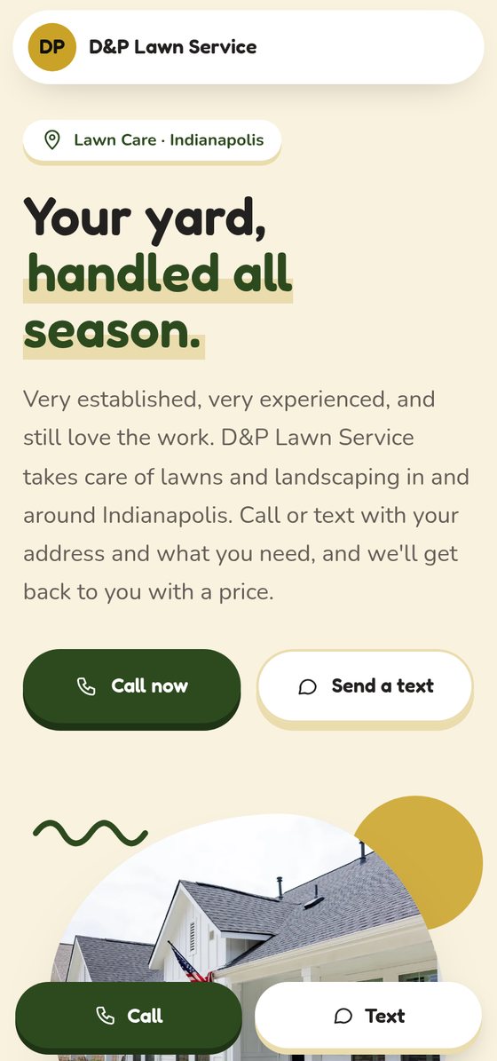 D&P Lawn Service free preview site on a phone
