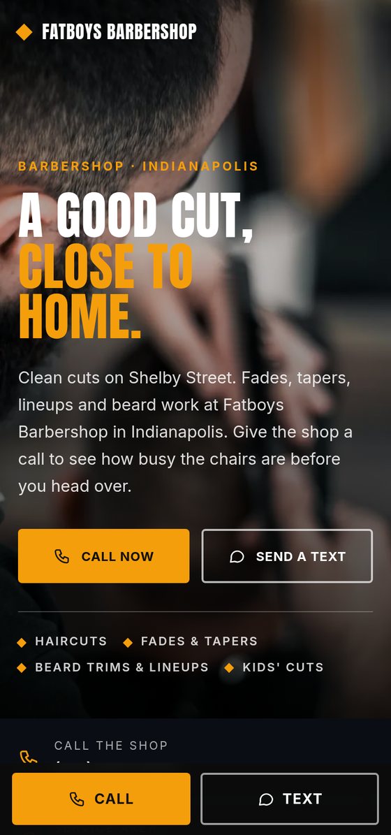 Fatboys Barbershop free preview site on a phone