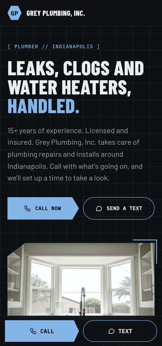 Grey Plumbing, Inc. free preview site on a phone