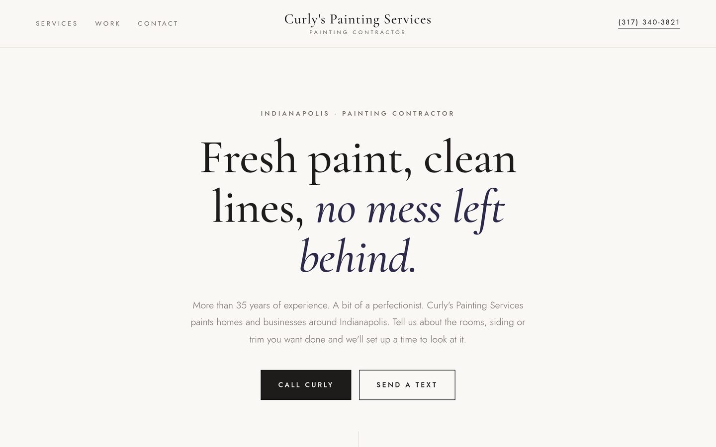 Free preview site for Curly's Painting Services